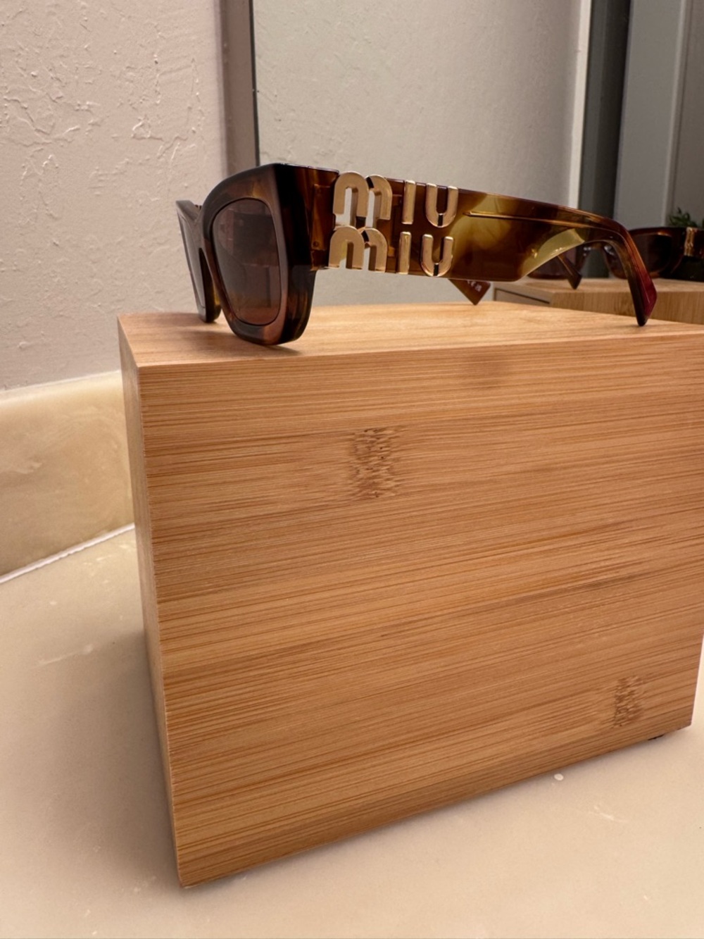 Miu Miu Brown Tortoiseshell Logo-Trim Shield Sunglasses - Picture 5 of 7